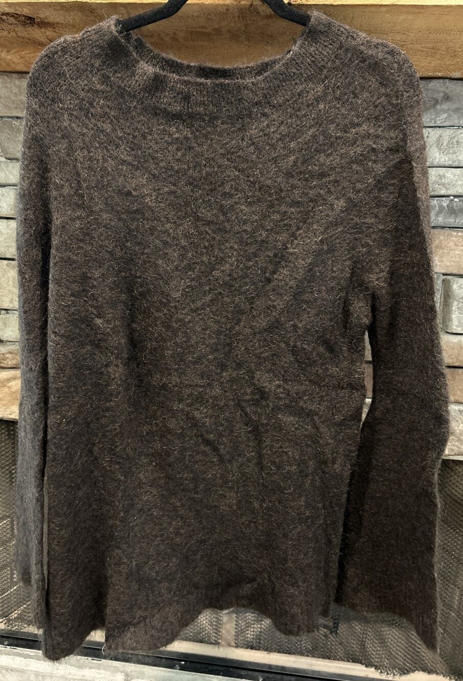 Women’s MAX STUDIO Country Brown Mahair/Wool Crewneck Sweater Size M